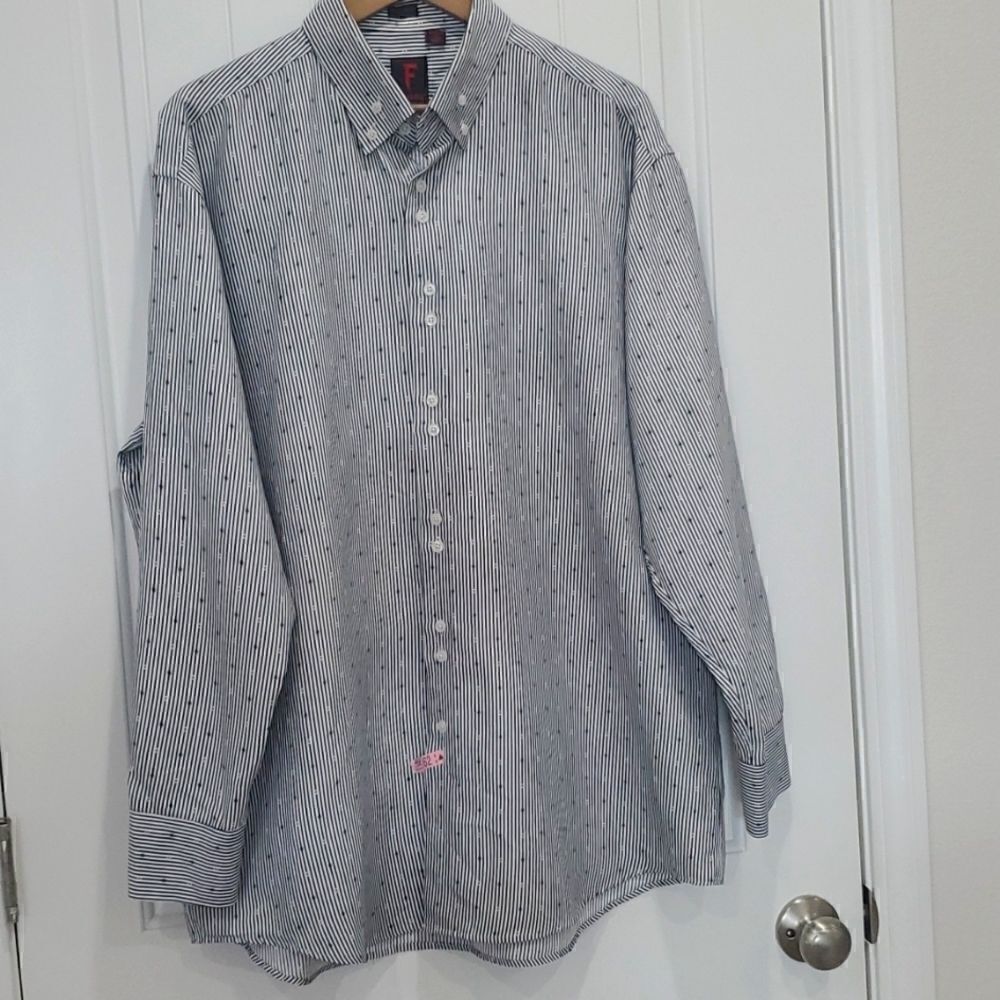Fumagalli mens stripe dress shirt, slim fit, size xl/17-17.5/-34/36